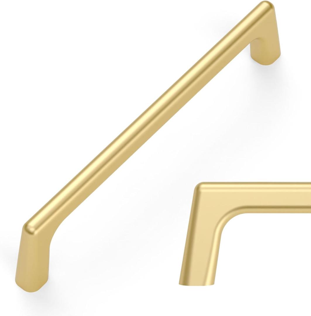Amerdeco 10 Pack Brushed Gold Cabinet Pulls 5 Inch(128MM) Hole Centers Kitchen Cabinet Handles Hardware Kitchen Handles for Cabinets Cupboard Handles Drawer Pulls ZH0041