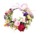 Fairy Flower Crown Headband, Artificial Colorful Rose Peony Floral Headpiece, Forest Woodland Boho Bridal Flower Headband for Women Girl Maternity Wedding Renaissance Festival Hair Accessory
