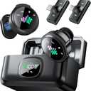 Wireless Lavalier Microphone for iPhone: 2PCS Mini Wireless Microphones for Android Equipment - Noise Reduction Lapel Mic for Professional Recording - 80h Battery Life - 48KHz Studio Sound