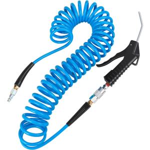 WYNNsky 1/4  25 FT Recoil Air Hose, Polyurethane Coiled Compressor Hose with 1/4'' Fittings, Air Blow Gun
