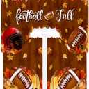 Frienda Autumn Kitchen Curtain Window Valances Set Football Pumpkin Kitchen Fall Curtain Thanksgiving Leaf Tier for Home Room Farmhouse Bedroom, 60 x 36 Valance, 36 x 30 Tier