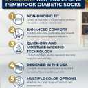 Pembrook Ankle Diabetic Socks for Women and Men - 6 Pairs | Low Cut Neuropathy Socks for Women | Smooth Toe Seams (Black)