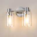 2 Light Bathroom Wall Sconce Light Fixtures with Clear Glass Bathroom Wall Lights Over Mirror Vanity Lights Chrome with E26 Base