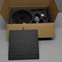 Black Shower Faucet Single Function Trim Kit with Rough-in Valve Set Bath Rainfall Shower System 8inch Square Stainless Steel Metal Shower Head