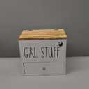 Tampon Holder for Bathroom Decor and Storage, Wood Feminine Product Organizer with Drawer and Lid, Pad and Tampon Organizer Bathroom Accessories Box for Tampon Storage, White Cotton Ball/Swab Holder, 9.4"L x 5.6"W x 8.9"H