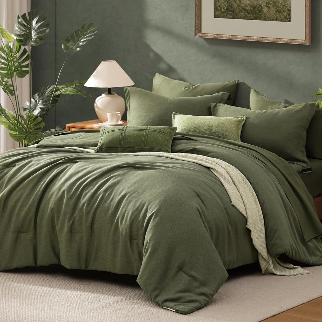 Oversized King Comforter Set - 7 Pieces Green Oversized King Bedding Set
