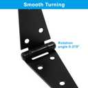 Hordion 2Pcs Strap Hinge Shed Door Hinges, 6 Inch Heavy Duty Gate Hinges Black Tee Hinge with Screws for Fence Wood Gate Cabinet Door