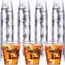 Roshtia 100 Pcs 21st Birthday Shot Glass Finally 21 Plastic Shot Glass Disposable Shot Glasses 2 oz Sample Cups Clear Plastic Shot Cups for Him or Her Celebrate Twenty One 21st Birthday Party Supplies (Black)