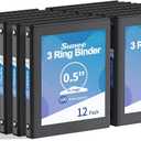 SUNEE 3 Ring Binders 1/2 Inch 12 Pack, Clear View Three Ring PVC-Free (Fit 8.5x11 Inches) for School or Office Supplies, Black