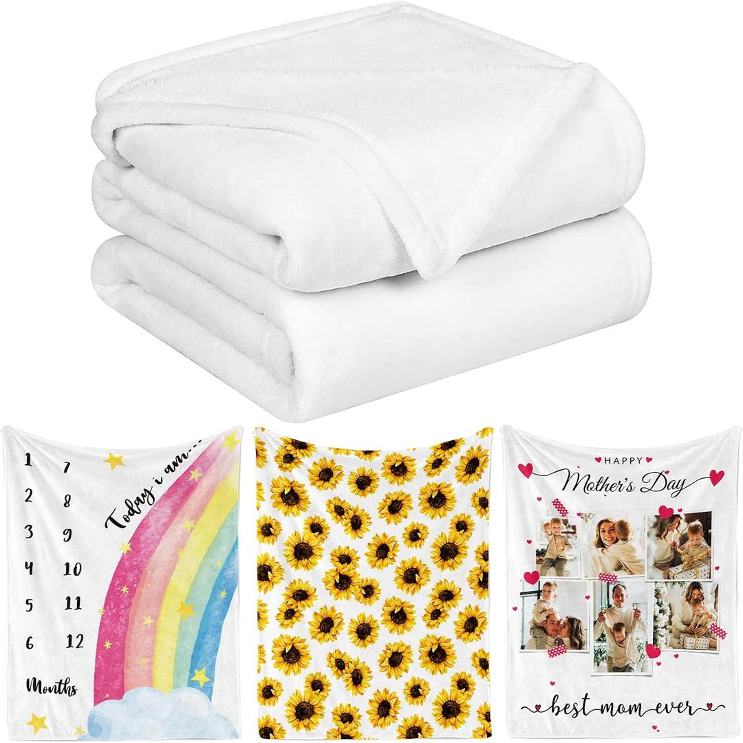 Sublimation Throw Blanket - Customizable, Heat Press, White, 40"x30", 40x30 inch swaddle baby blanket