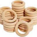 Wooden Rings for Crafts, Macrame, Crochet, Jewelry Making, Natural Unfinished 3 Inch Wood Rings (75mm, 28 Pack)