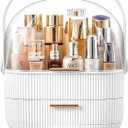 NestOrganix Makeup Organizer Skincare Organizers - Cosmetic Display Cases with Transparent Cover, SkinCare Organizers for Bathroom Countertop, Bedroom Vanity Desk, Lipstick Organizer, White