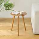 AWASEN Round Side Table, Small End Table for Living Room, Modern Accent Coffee Side Table with Solid Wood Legs for Small Space, Easy Assembly, Brown (Brown Walnut)