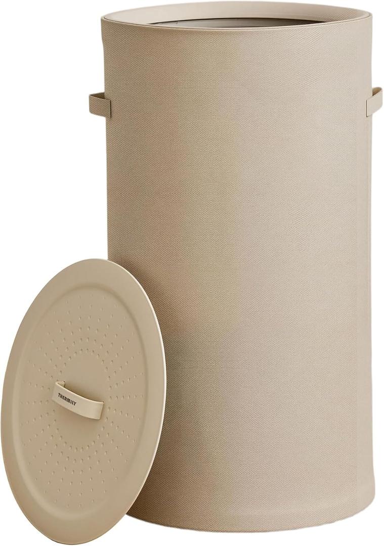 126L Laundry Basket with Lid, Laundry Hamper, Laundry Room, Beige, 16"L x 16"W x 29.5"H