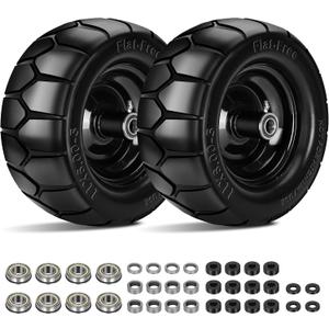 11x6.00-5 Flat Free Tire,2 Pack 11x6.00-5 Tires for Zero Turn Mower With 3/4 & 5/8" or 1/2 Bearing,6"-8" Centered Hub,11x6-5 Lawn Mower Tires Flat Free,Load 400lbs