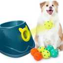 PALULU Automatic Ball Launcher, Dog Toy Ball Thrower, 4 Range Mode, Including 6 2-inch Latex Balls, Suitable for Small to Medium Sized Dogs (Blue)