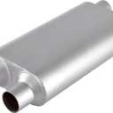 Universal 80Series Mufflers 2.25 Inch Dul Inlet (ID) 2.25 Inch Dul Outlet (ID), 3 Chamber Performance Automotive Muffler Exhaust FH20D20 (Silver)