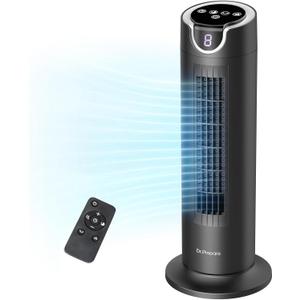 DR.PREPARE Tower Fan for Bedroom, 25 dB Quiet DC Bladeless Fan with Remote, 8 Speeds, 1-8H Timer, 80 Oscillating Fans for Indoors, 16 Inch Portable Desk Table Fans for Room, Home, Office