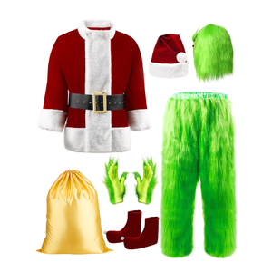 Halloween Costumes Adult Cosplay Green Santa Suit Christmas Santa Costume with Mask Funny Santa Costume for Men M To L Size