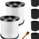 2 Packs DCV5801H Replacement Filter Compatible with DEWALT DCV580/DCV581H 20V MAX Wet Dry Vacuum Cleaner,Updated 4 Foam Sleeve Filters & 1 Brush Washable and Reusable