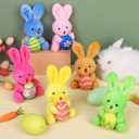 Fovths 12 Pack 4.7 Inch Easter Plush Bunnies Keychain Eggs Stuffed Bunny Set Plush Rabbit with Eggs Filler or Basket Filler Rabbit Keychain Set Easter Party Favors Gifts, Multi-Color