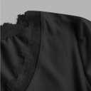 MakeMeChic Women's Floral Lace T Shirt V Neck Long Sleeve Fitted Going Out Tee Tops (Black, XL)
