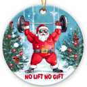 2 x Weight Lifting Christmas Ornament 2025, Double Sided Ceramic Ornaments for Christmas Tree Decor, for Women, Gifts for Gym Lovers, Funny Santa Ornaments