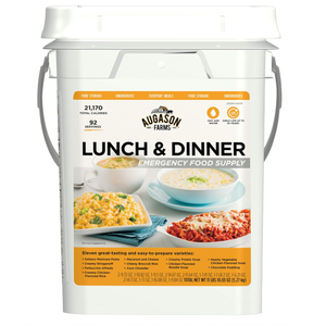AUGASON FARMS Emergency Food Supply Bucket, 92 Servings, Dehydrated Meal Kit, Variety Pail, Long Shelf Life Just-Add-Water Meals for Disaster Survival Prep, Camping, Hiking, and More, BBD 01/24/2035