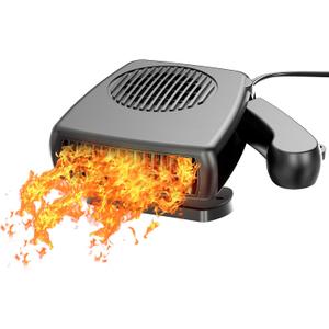 12V Car Heater, 200W Car Heaters That Plug Into Cigarette Lighter Portable electric Heaters for Cars, Car Defroster Windshield Demister, Auto Defogger 360 Rotatable With Ergonomic Handle