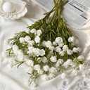 6 Pcs Mini White Rose Artificial Flower Bouquet Mini Fake Roses with Long Stem Realistic Foam Rose Bouquets for Bride Shower Wedding Party Table Centerpieces Home Decor Ation Gift for Women