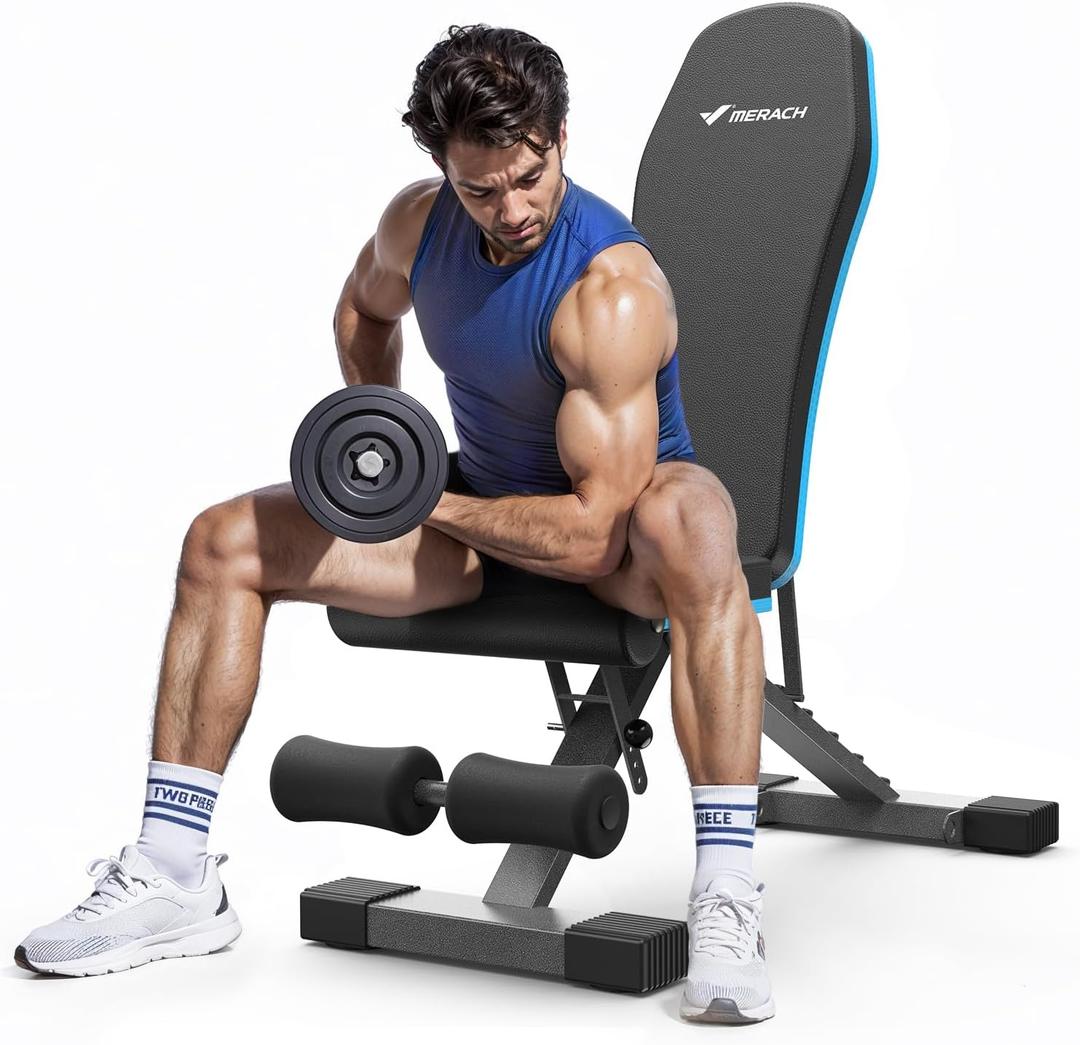 MERACH Weight Bench, Foldable Weight Benches for Home Gym with 990 LBS, Adjustable Weight Bench with 72 Training Angles, Incline Bench Press for Full Body