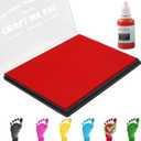 5"x4'' Large Ink Pad Washable Stamp Ink Pad for Baby Footprint Handprint with 30ml Premium Refill Ink (Red)
