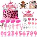 Tallew 42 PCS Cowboy Cake Decorations Cowgirl Cake Topper for Cow Western Theme Party Birthday Baby Shower Favors Supplies(Cowgirl Style)