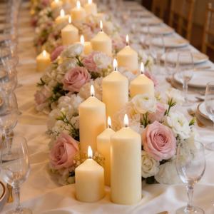 Veiuwa 72 Pack Ivory Pillar Candles Bulk Set, 2x3 2x4 2x6 Inch - 24 Each Size, Dripless Smokeless Clean Burning for Wedding Centerpieces, Home Decor, Church, Romantic Ambiance！