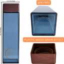 15oz Indigo Blue Square Bpa Free Plastic Water Bottle, Woodgrain Plastic Lid, Slim Water Bottle, Designer Sports Bottle, Drink Bottle/Carton for School Bags Lunch Boxes Gym (1 Count)