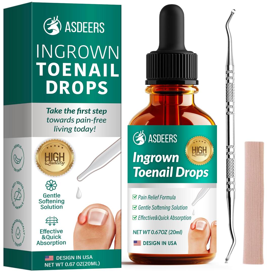 Ingrown Toenail Treatment: Ingrown Toenail Removal Kit - Nail Toe Reliever and Softener Tools for Men Women - Corrector Drops Easy to Use at Home