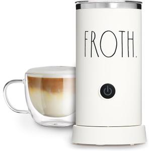 Rae Dunn Electric Milk Frother Steamer -Stylish Automatic Milk Steamer and Frother, Milk Warmer, Hot and Cold Foam Maker for Coffee, Latte, Cappuccino, Macchiato - 550 Watt (Cream)