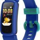 BIGGERFIVE Vigor Kids Fitness Tracker for Girls & Boys Ages 5-15, Kids Watch with IP68 Waterproof, Pedometer, Activity Tracker with Heart Rate & Sleep Monitor, Calorie & Step Counter Watch (Blue)