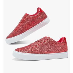 Jeekopeg Glitter Sparkly Fashion Sneakers Shoes Shiny Casual Shoes Bling Sequin Concert Low Cut Lace up Shoes Size 10