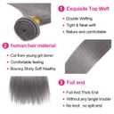 12 14 16 Inch Gray Bundles Straight 3 Bundles Human Hair Brazilian Remy Hair 50 Grams/Bundle 10A Grade Unprocessed Virgin Hairs Silver Grey Color Straight Bundle Weaves Extensions