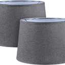 Aspen Creative 38028-2, K/D Hardback Empire Transitional Collapsible Spider Shade, 13" Top x 15" Bottom x 10" Slant, Dark Grey Linen With Black Trim, Set of 2