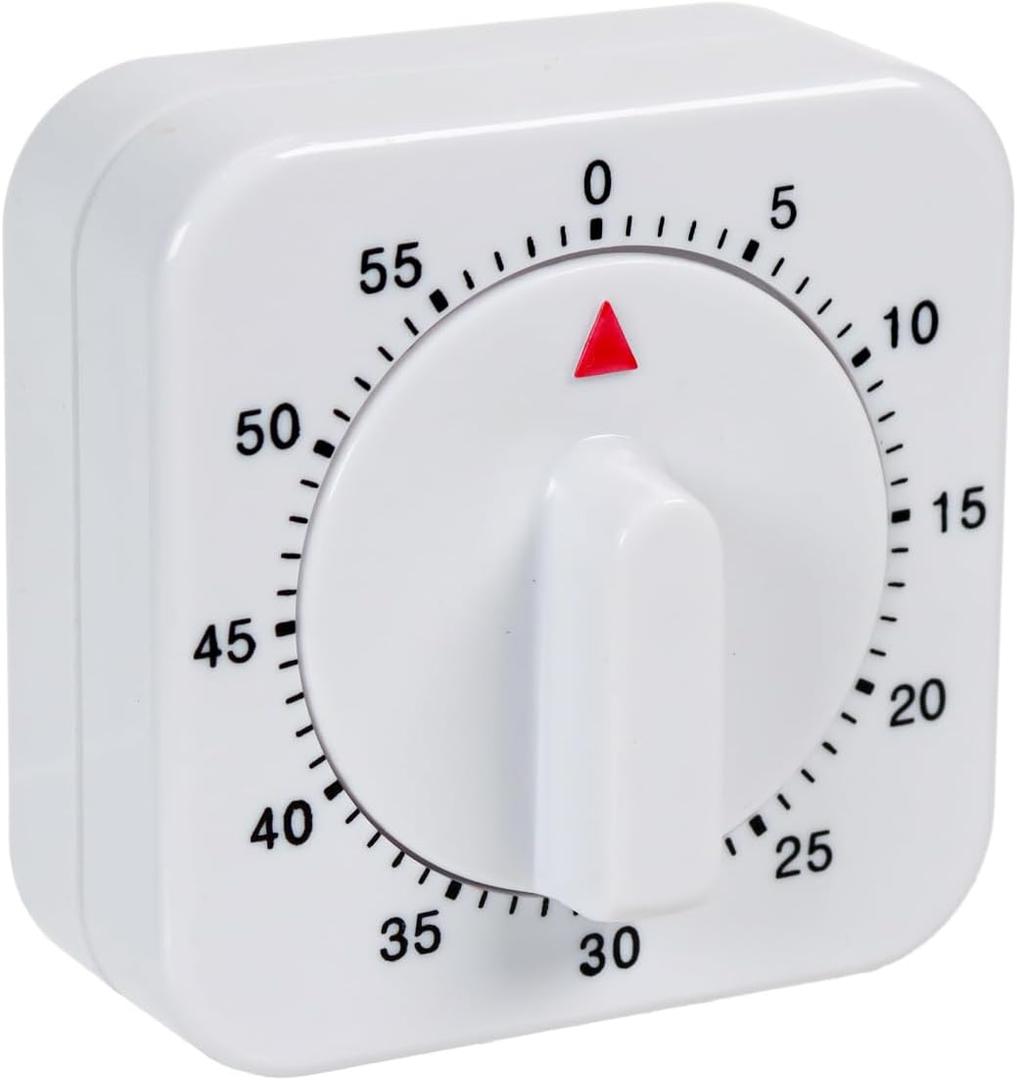 Kitchen Cooking Timer, Chef Cooking Timer Clock with a Loud Alarm Clock, 100% Mechanical Desktop, Suitable for Classrooms, Homes, Study (White)