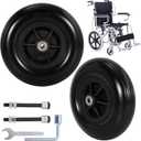 8 Inch Wheelchair Wheel, SOGIME 200X50(8X2) Solid Rubber Caster Wheels 8mm Bearing Hole for Power Wheel Chair Walker,1 Pair Black