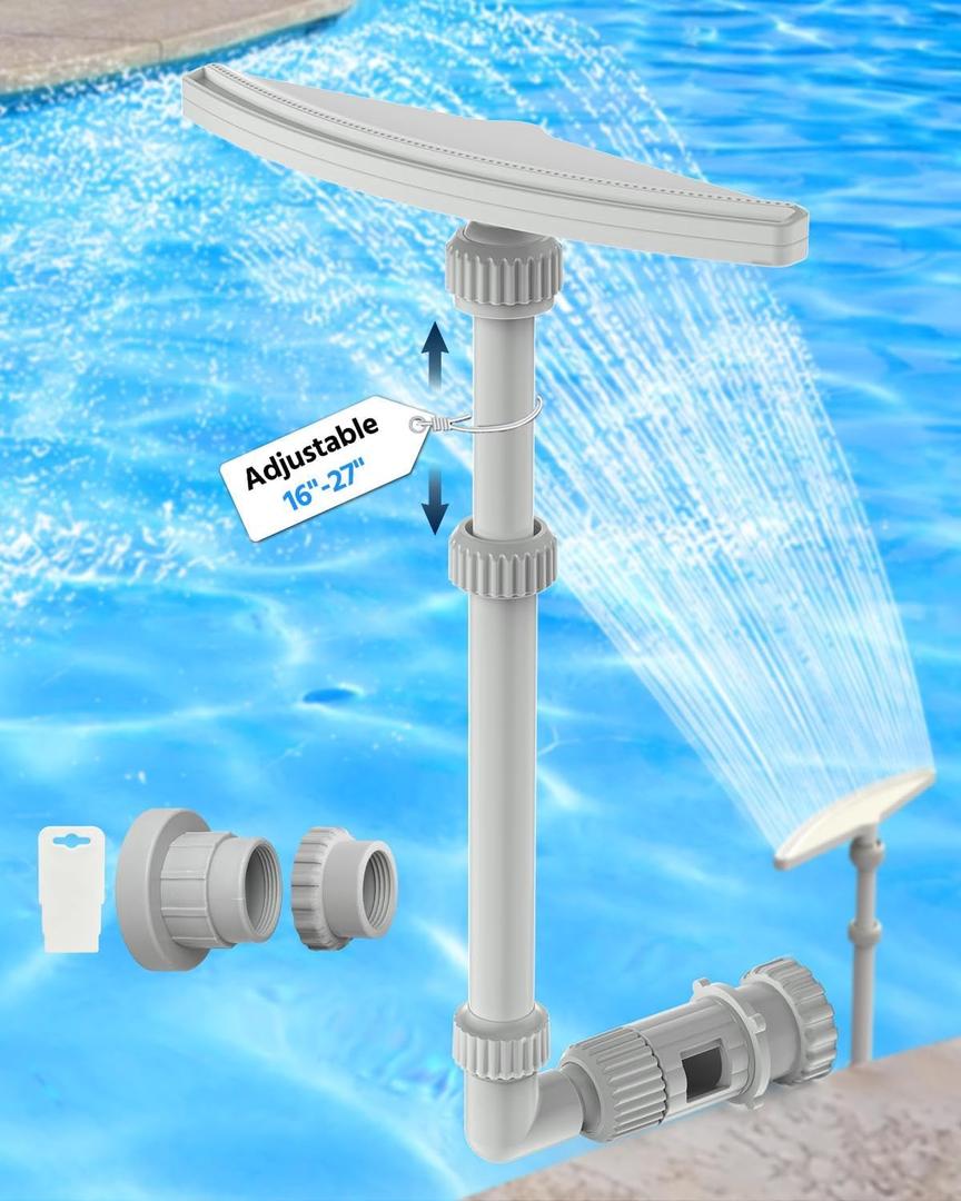 Dual Spray Pool Fountain, 10-20°F Cooler Water for Above/In-Ground Pools, Dual Spray Waterfall Sprinkler Fountain, Adjustable Waterfall Cooling and Relaxation (Pool Waterfall Fountain)