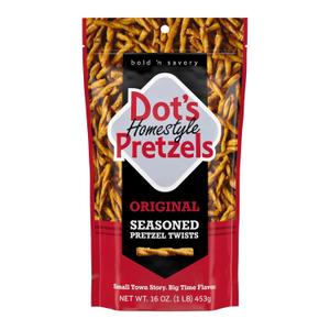 Dot's Pretzels Original Seasoned Pretzel Twist Snack, 16oz Grocery Sized Bag, BBD 03/14/2026