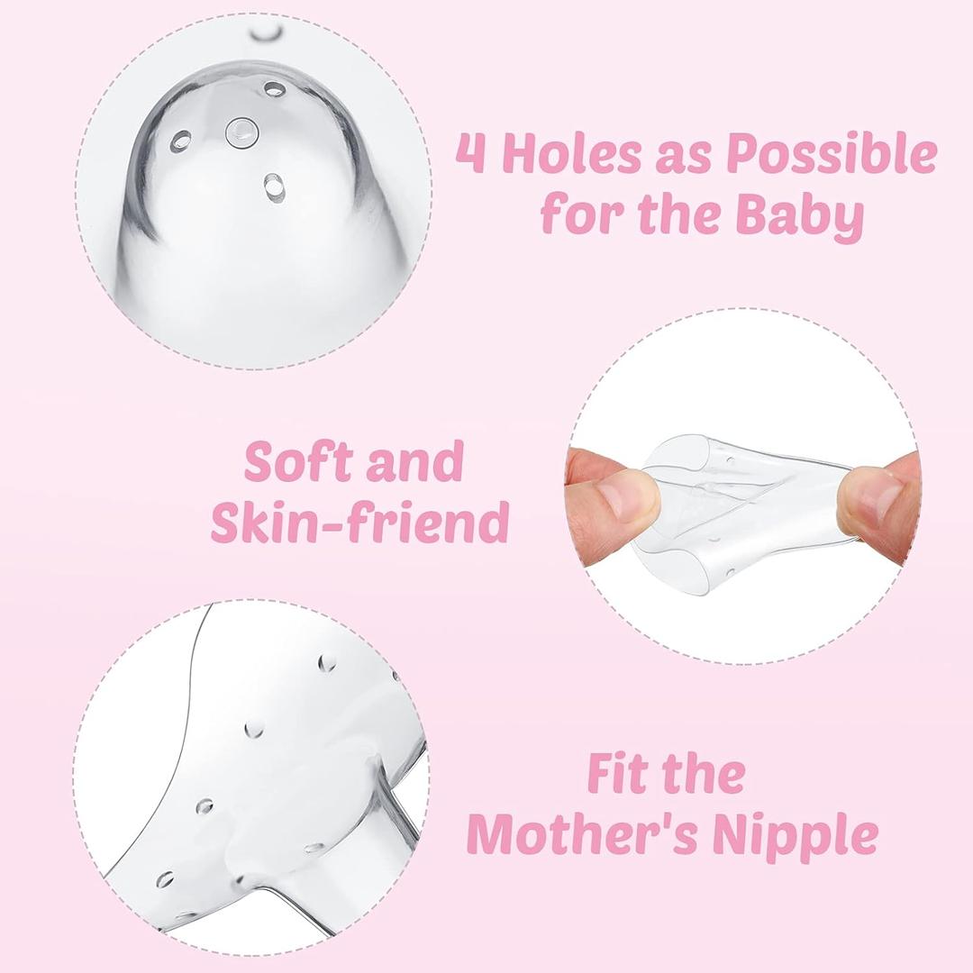 Nuanchu 8 Pieces Nipple Shields for Nursing Newborn Breastfeeding 20 mm Nipple Protectors Bulk with Clear Carrying Case Silicone Extender for Protecting Sore, Flat or Inverted