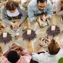 6PCS Plum Cimicifuga Seeded Small Wreath, Artificial Flower Garland Candle Ring for Fall Wedding Decor, Boho Home Decor, Thanksgiving, Table Centerpiece, Mantle Decor