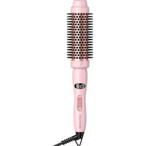 Thermal Round Brush, 1.5 inch Blowout Brush with Ceramic Barrel & Negative Ions Tech Makes Hair Smoother Get Natural Curls, Heated Styler Tool for All Hair Type, Dual Voltage (Pink)
