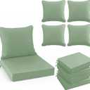 Summsun Outdoor Chair Cushions Set of 4, Waterproof Back Pillow and Seat Cushion Set for Patio Furniture, Outdoor Sofa Replacement Cushions with Removable Cover, 24 x 24 Inch, Sage Green