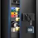 5.8 Cub Large Fireproof Safe, Home Safe Water and Fireproof, Large Document Safes With Digital Combination Lock, Smart Alert, Removable Shelf, LED Light, Fireproof Safes for Money Jewelry Valuables